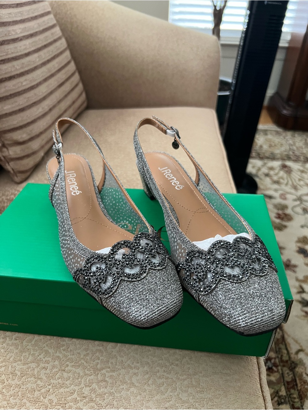 J.Renee Faleece Crystal Embellished Slingback Pump